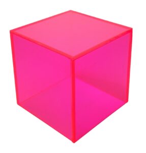 generic t'z tagz new 4x4x4 neon red/pink acrylic display box decorative cube stands bins