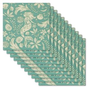 karma, 20-count 3-ply cocktail size paper napkins, decorative guest paper napkins for party picnic, dinner, baby shower, bridal shower, mermaid