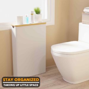 SpaceAid Extra Large Toilet Paper Storage with Lid, Hold up to 24 Regular Rolls or 18 Mega Rolls, Slim Toilet Paper Basket Holder Bin Container, Bathroom Accessories Organizer, White