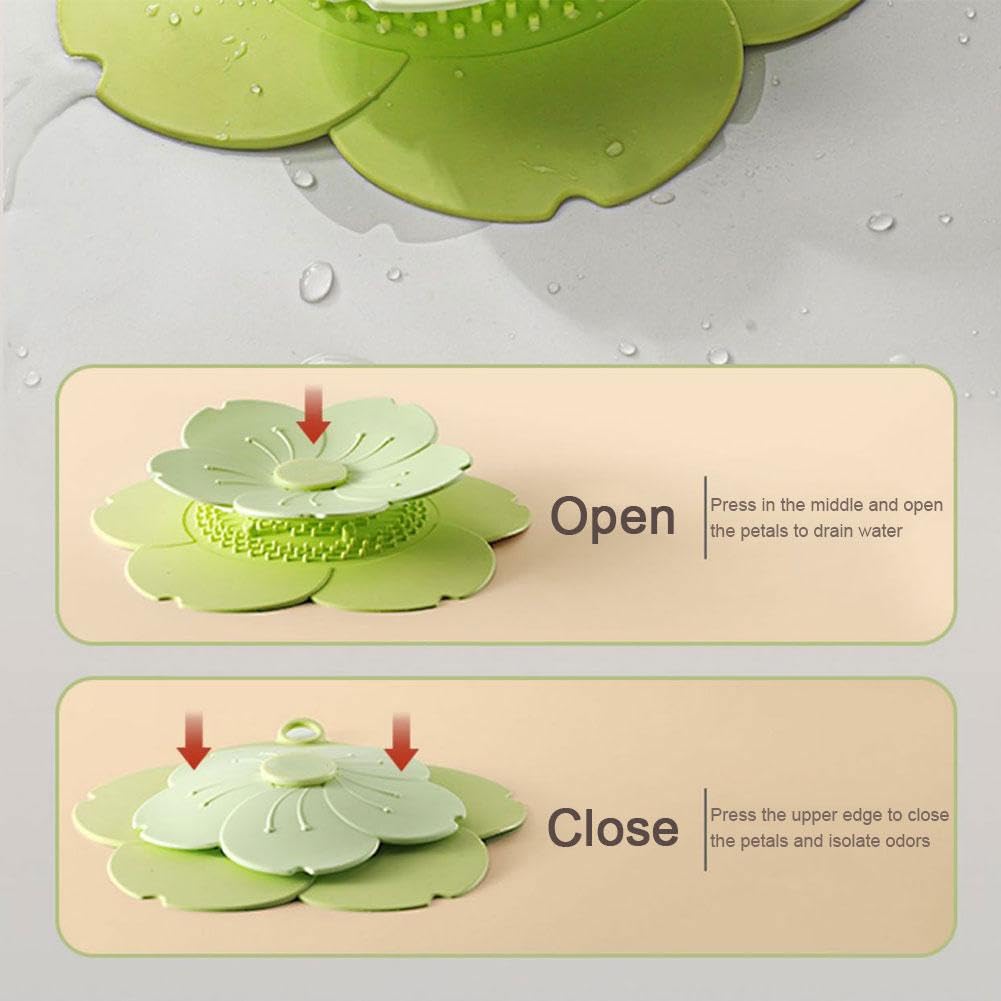 Bathtub Drain Cover Tub Stopper,Silicone Floor Drain Cover for Bathroom,Flower Shape Drain Hair Catcher Strainer,Kitchen Sink Drain Stoppers,Anti-Odor Shower Drain Stopper