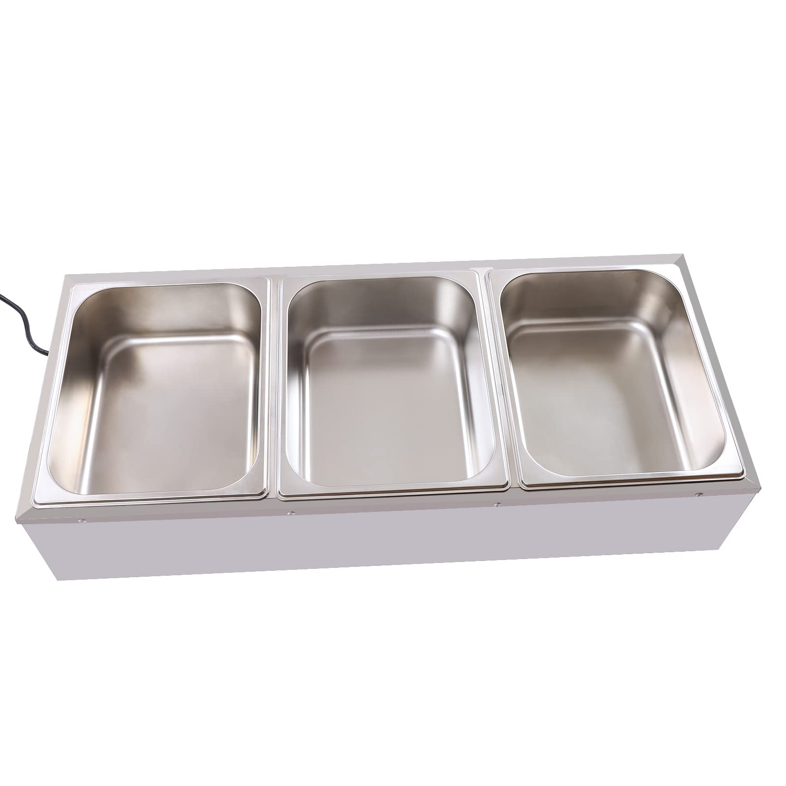 Electric Commercial Food Warmer,Buffet Food Warmer,Stainless Steel Bain Marie Buffet with Temperature Control & Lid for Parties, Catering (3 Pan-1500W)