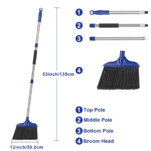 Kefanta 2 Pack Heavy Duty Broom Indoor/Outdoor Commercial Brooms Angle Broom 53 inches for Courtyard Garage Restaurant Lobby Patio Shop Home Kitchen Office Floor