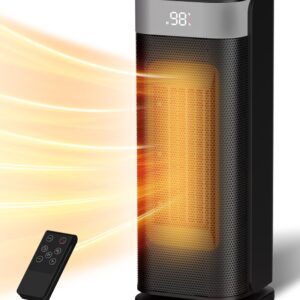 Sunnote Space Heater for Indoor Use, 1500W Electric & Portable Ceramic Heaters with 80°Oscillating, Thermostat, 5 Modes, 24Hrs Timer, Room Heater with Remote, Fast Heating Safe for Office Bedroom Use