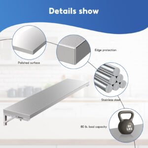 AshKiz Concession Shelf 48" L x 12" W, Foldable Concession Shelf, Folding Concession Shelf for Food Truck, Stainless Steel Drop Down Folding Serving Food Shelf Stand Serving for Concession Windows