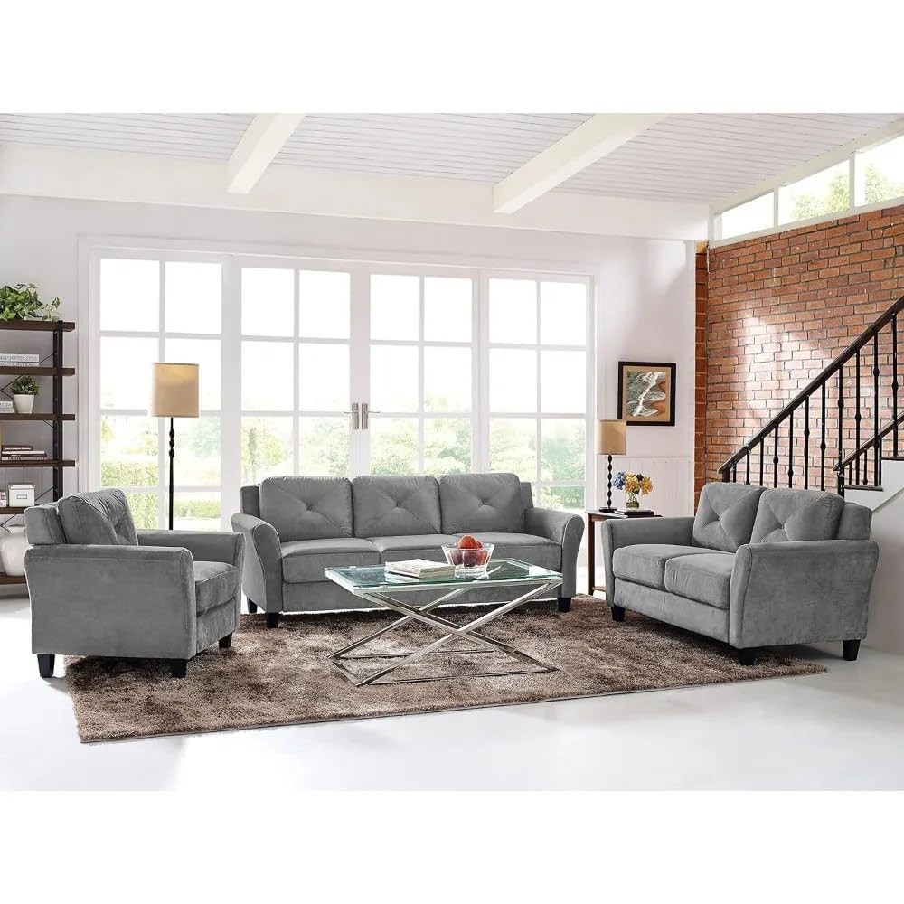 Generic Mr BedRoom Gray Living Room Furniture Set, 3 Piece Sofa Set, Comfortable, Grey