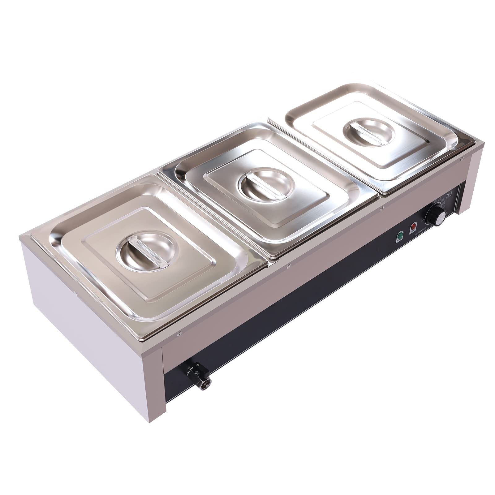 Electric Commercial Food Warmer,Buffet Food Warmer,Stainless Steel Bain Marie Buffet with Temperature Control & Lid for Parties, Catering (3 Pan-1500W)