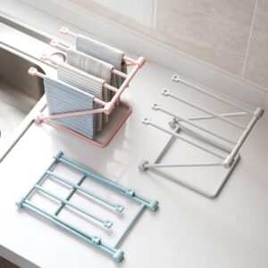 Foldable Dishcloth Airer Dishcloth Drying Rack Foldable Kitchen Rags Storage Stand Towel Holder Shelf Pink