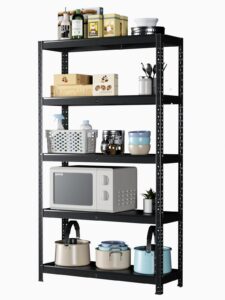 5-tier adjustable metal storage shelves,heavy duty 1750 lbs capacity shelving,waterproof rust-resistant tool-free assembly multi-functional garage shelves utility shelf rack 15.75"dx31.5"wx72"h