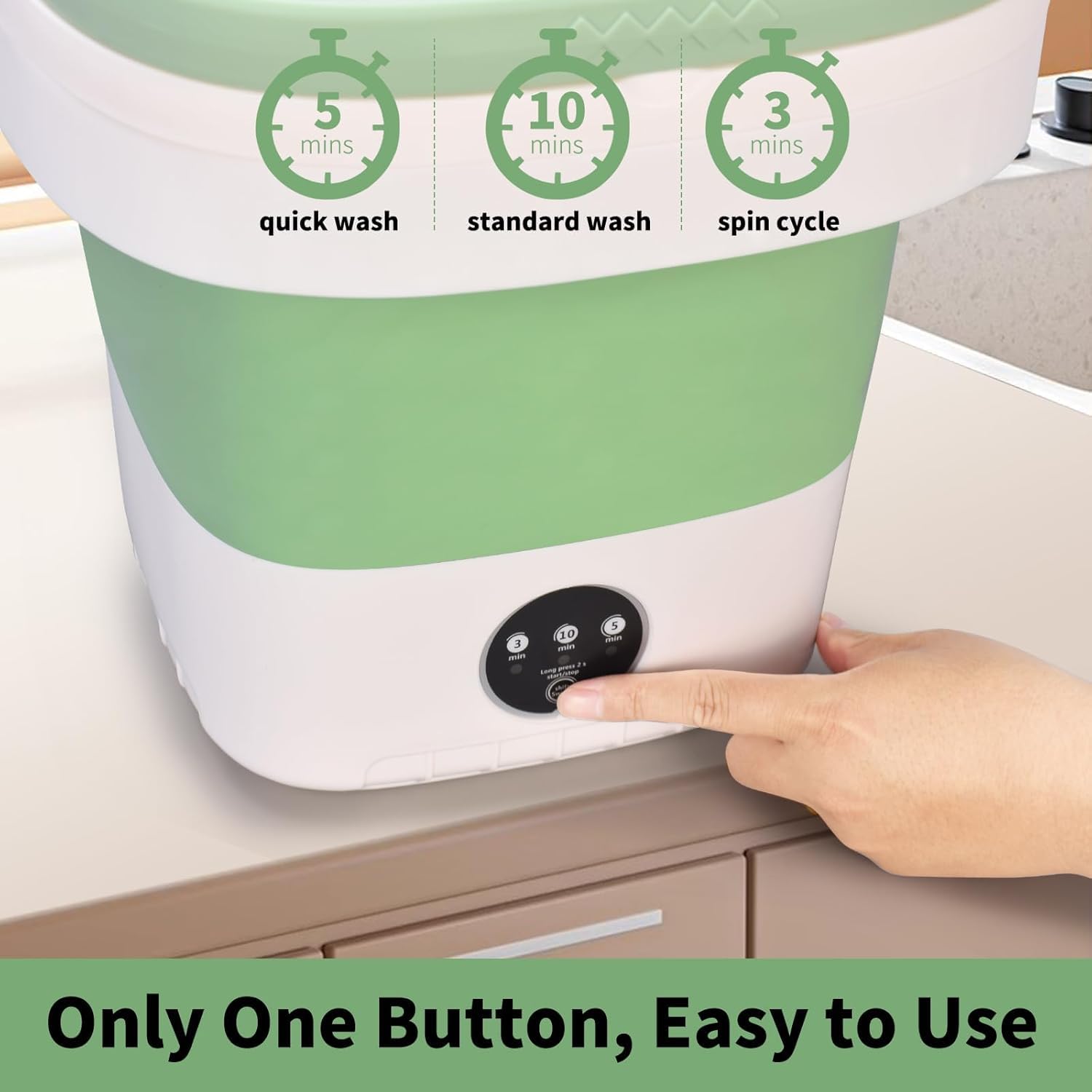 Portable Washing Machine, Mini 13L Foldable Washer and Dryer with 3 Modes Deep Cleaning, Upgraded Small Collapsible Laundry for Travel, Sutiable for Underwear,Baby Clothes,Socks or Other Small Items