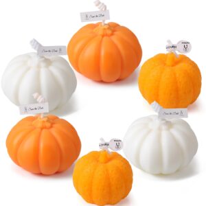 6 Pcs Fall Pumpkin Candles Thanksgiving Pumpkin Shaped Candle Decor Halloween Home Decoration Scented Candles Handmade Wax Candle for Bedroom Bathroom Party