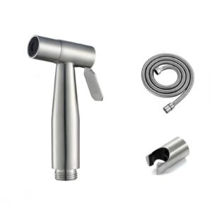 hand helds bidet sprayer with 5ft hose, adjustable water pressure control sprayer for toilet bathroom cloth, toilet bidet sprayer for intimates care baby wash bathroom yard accessories (silver)