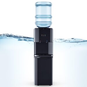 urbansync hot & cold top loading water dispenser, 3 5 gallons water coolers with removable drip tray & storage cabinet, 3 temperatures, home, child safety lock, office, living room.