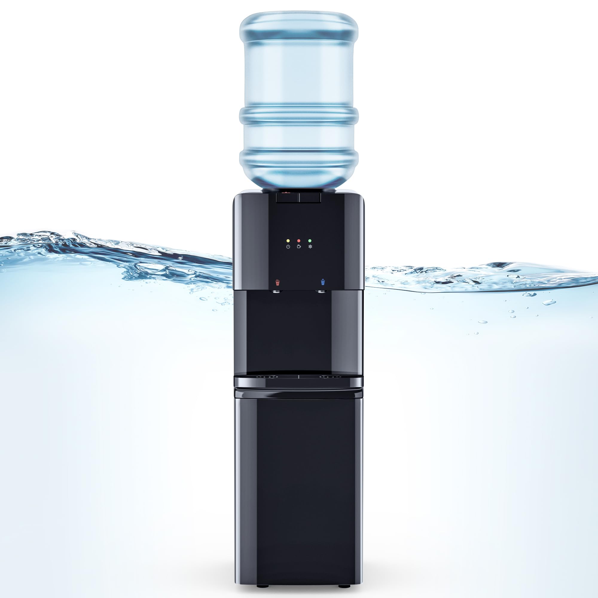 Urbansync Hot & Cold Top Loading Water Dispenser, 3 5 Gallons Water Coolers with Removable Drip Tray & Storage Cabinet, 3 Temperatures, Home, Child Safety Lock, Office, Living Room.