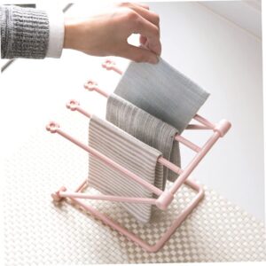 Foldable Dishcloth Airer Dishcloth Drying Rack Foldable Kitchen Rags Storage Stand Towel Holder Shelf Pink