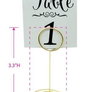 20 Pcs Golden Table Number Holders - Perfect For Weddings, Birthdays, Restaurants and Parties. 3.3 inches Holders with 20 Beautiful Cards (Gold)