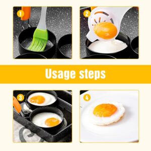 Egg Rings for Frying, 2024 New Stainless Steel Egg Rings Round Egg Cooker Rings, Pancake Shapers with Orange Silicone Handle Non-stick Egg Molds for Kitchen Breakfast Tool Egg Shaper (A-2Pcs Orange)