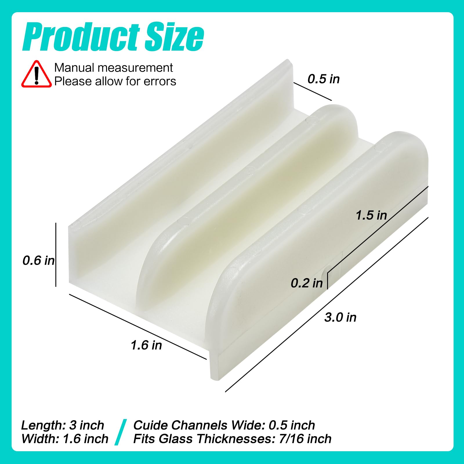 M6219 Sliding Shower Door Bottom Guide for Sliding Shower Door, 1/2 in Channels for Glass Shower Door Plastic Guide M6219(2 Pack)