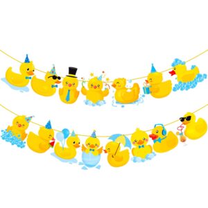 Duck Party Banners 2Pcs Rubber Duck Party Decorations Duck Birthday Party Decorations Duck Cutout Banners for Yellow Rubber Duck Baby Shower Party Supplies