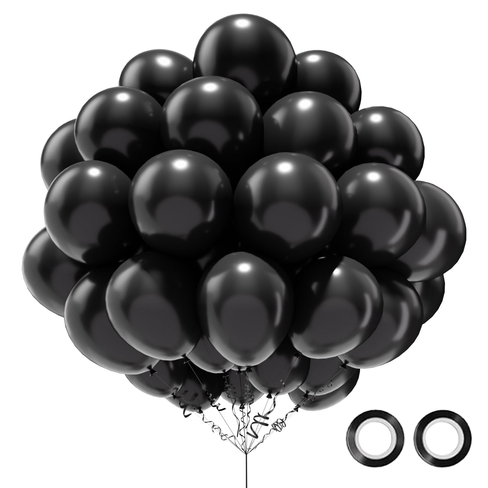 OuMuaMua 50 Pcs Black Balloons, Black Party Decorations 12 Inch Black Latex Balloons for Balloon Garland Arch, Halloween Birthday Baby Shower Wedding Graduation Party Decorations Favors