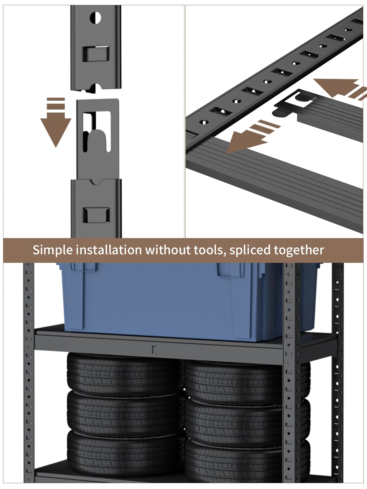 5-Tier Adjustable Metal Storage Shelves,Heavy Duty 1750 lbs Capacity Shelving,Waterproof Rust-Resistant Tool-Free Assembly Multi-Functional Garage Shelves Utility Shelf Rack 15.75"Dx31.5"Wx72"H