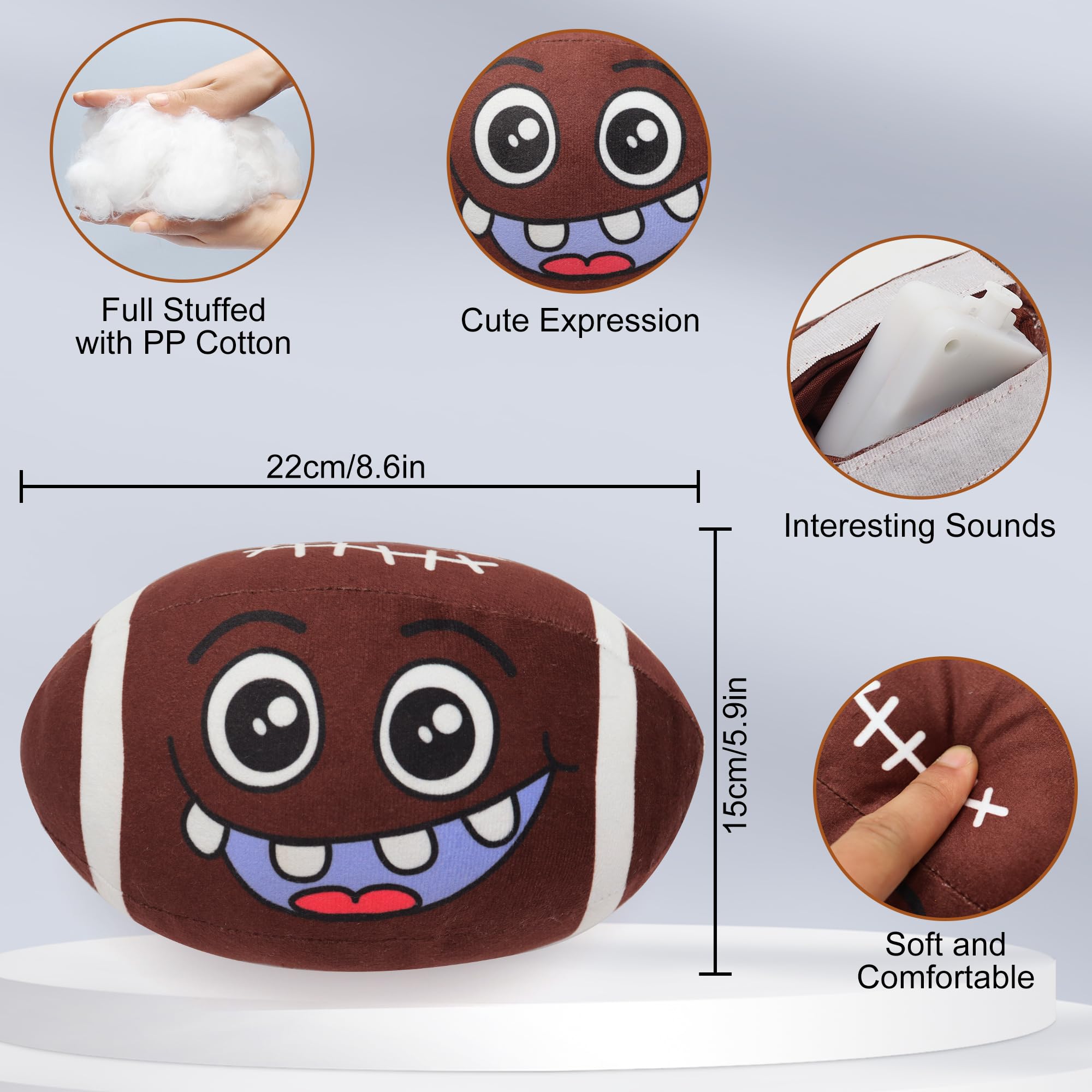 QUICK HORSE Talking Football Plush Pillow 8.6" Sports Balls Toy Interactive Stuffed Football Throw Shaped Pillow Football Stuffy Plushie with Music and Sound for Kids Toddlers