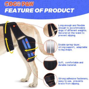 Dog Knee Brace for Torn ACL Hind Leg, Strong Dog Leg Braces for Back or Front Leg with 2 Metal Strips, Adjustable Anti-Slip Dog ACL Hip Brace for Large Medium Small Dogs with Cruciate Ligament Injury