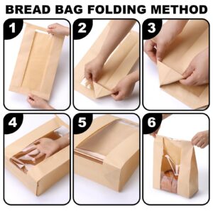 45 Pack Paper Bread Bags for Homemade Bread,Tin Tie Tab Lock Sourdough Bread Baking Bag,Large Loaf Bag with Clear Window for Bread Packaging Storage,48 Label Seal Stickers Use for Bakery Paper Bags