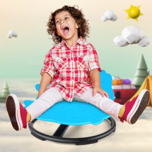 uhcemt sensory chair for kids, spinning chair for autistic kids, adhd swivel chair training body coordination, metal base non-slip indoor and outdoor activity toys (blue)