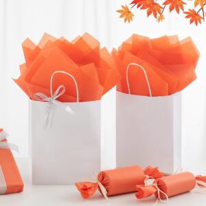 Simetufy Orange Tissue Paper for Gift Bags, 125 Sheets 14 x 20 Inches Orange Wrapping Paper for Packaging, Tissue Paper Bulk for Fall, Halloween, Thanksgiving, Birthday, Holiday Decor and DIY Crafts