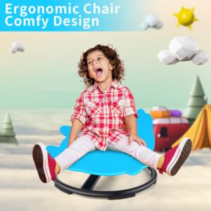 UHCEMT Sensory Chair for Kids, Spinning Chair for Autistic Kids, ADHD Swivel Chair Training Body Coordination, Metal Base Non-Slip Indoor and Outdoor Activity Toys (Blue)