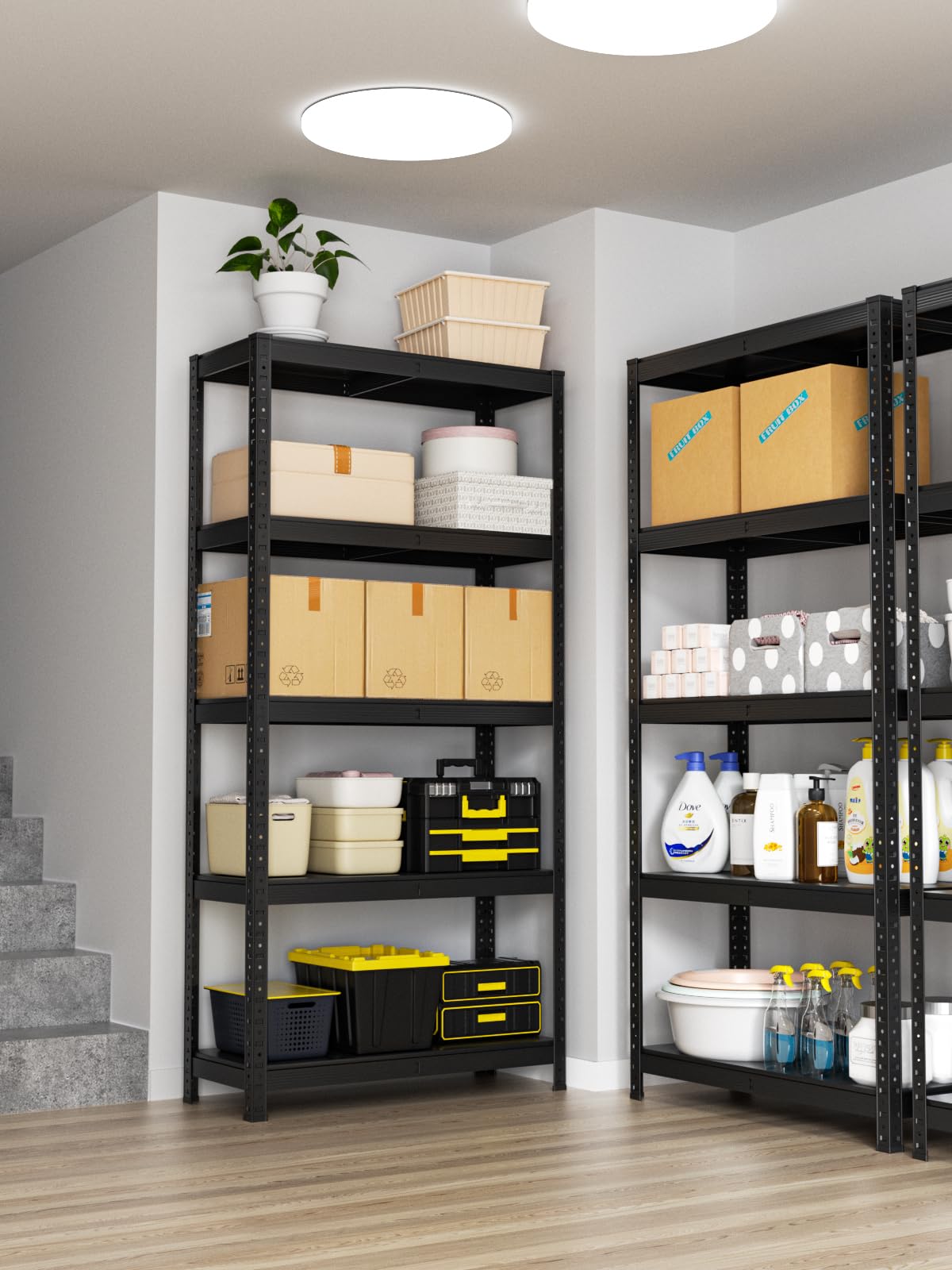 5-Tier Adjustable Metal Storage Shelves,Heavy Duty 1750 lbs Capacity Shelving,Waterproof Rust-Resistant Tool-Free Assembly Multi-Functional Garage Shelves Utility Shelf Rack 15.75"Dx31.5"Wx72"H