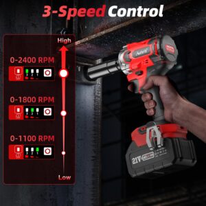 Avhrit 3/8" Impact Wrench Cordless, Brushless Electric Impact Gun Max Torque 330Ft-lbs(450N.m) w/ 4.0Ah Battery, Charger, 5 Sockets, Power Impact Wrenches for Car Home, Tire Repair