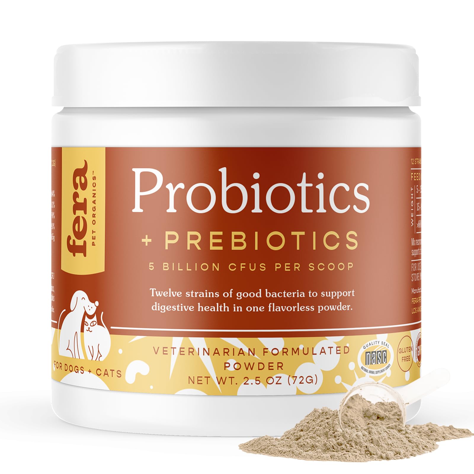 Fera Pets Probiotic & Postbiotic Bundle for Dogs & Cats – Organic Probiotics with 12 Strains, Prebiotics, Oregano, Thyme & Tynagen for Digestive and Immune Support – 60 Servings & 120 Servings