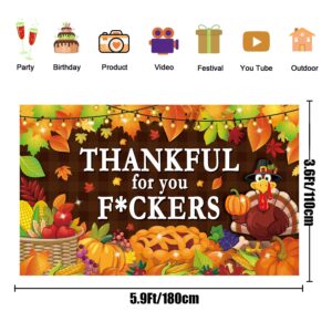 Friendsgiving Party Decorations, Thankful for You Banner for Happy Thanksgiving Party Decor, Friends Giving Party Wall Backdrop, Friendsgiving Sign Office Decorations Indoor