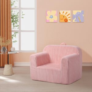 Getifun Foam Kids Sofa, Kids Armchair with Carrying Handle, Comfy Toddler Sofa Couch,Soft Toddler Armchair for Boys and Girls (Pink)