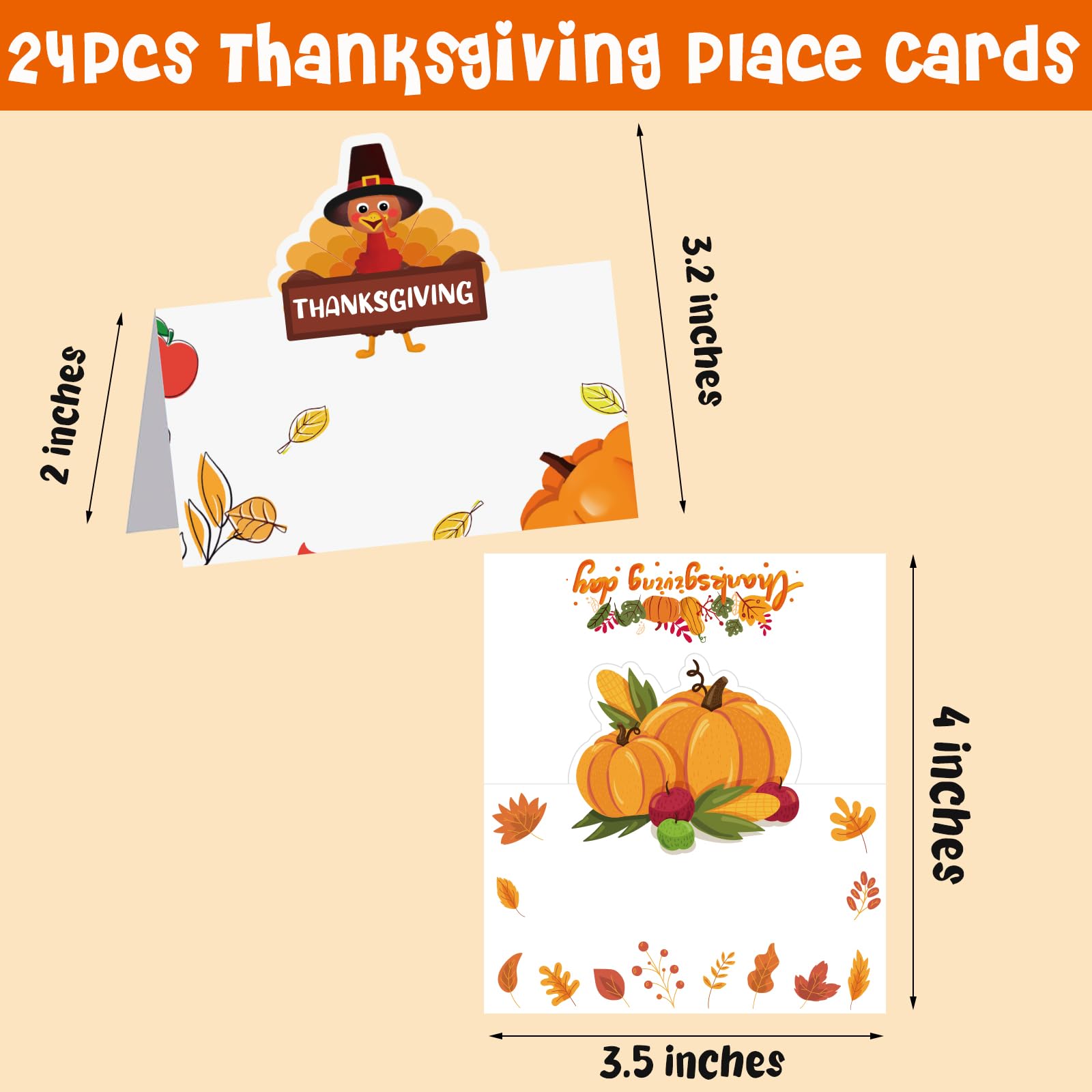 Thanksgiving Table Place Cards Turkey Tent Name Cards 24 Pcs Guest Thanksgiving Food Label Fall Party Supplies