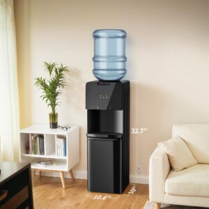 Urbansync Hot & Cold Top Loading Water Dispenser, 3 5 Gallons Water Coolers with Removable Drip Tray & Storage Cabinet, 3 Temperatures, Home, Child Safety Lock, Office, Living Room.