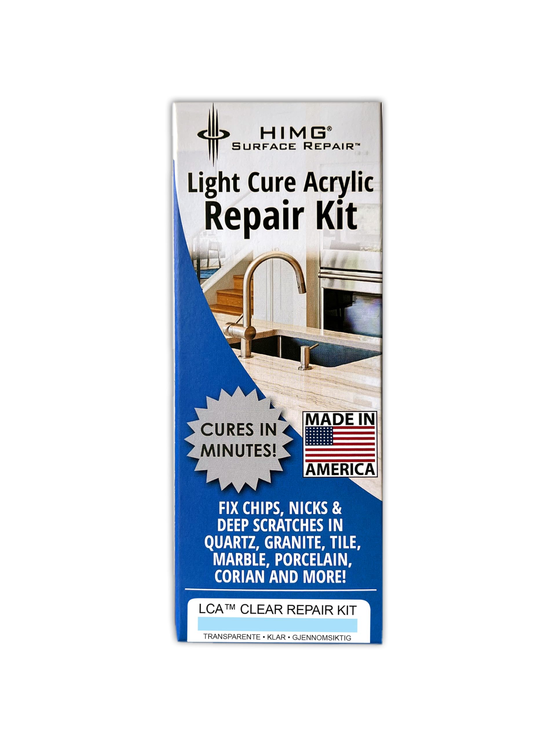 Clear - Upgraded Quartz Countertop Repair Kit - Granite Repair Kit - Chip Repair Kit for Quartz, Granite, Marble, Corian, Porcelain, Acrylic, Edge Chips and More - HIMG Surface Repair