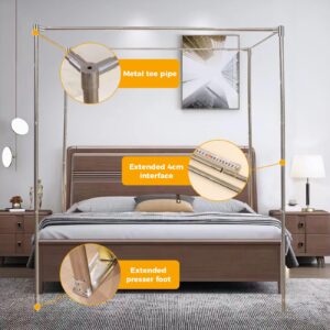 SEAYNFESH Stainless Steel Canopy Bed Frame Full Size, Thicken Metal Frame with 4 Corners Design Sturdy Bed Canopy Frame for Metal Bed Wood Bed Bedroom Decor