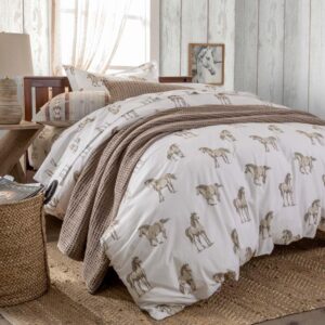 Rod's – Easy Rider Horse (Duvet Cover Set) - Western – Tan Brown White - 3 Piece King Duvet Set - Duvet (106x94) - 2 King Shams (20x36) - Cotton