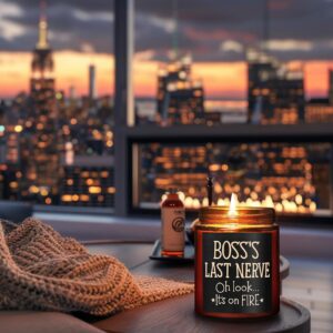 Briojoy Gifts for Boss - Boss's Last Nerve Candle - Best Boss Candle Gifts for Women Men - Relaxing Gift for Her Him - Funny Birthday Gifts for Coworker Female Boss Lady - Natural Soy Candle for Home