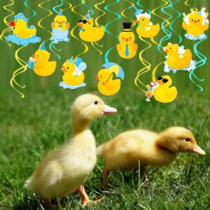 Rubber Duck Hanging Swirls 20Pcs Duck Birthday Party Hanging Decorations Rubber Duck Ceiling Swirls Duck Party Streamers for Duck Themed Baby Shower Birthday Party Supplies