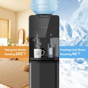 Urbansync Hot & Cold Top Loading Water Dispenser, 3 5 Gallons Water Coolers with Removable Drip Tray & Storage Cabinet, 3 Temperatures, Home, Child Safety Lock, Office, Living Room.