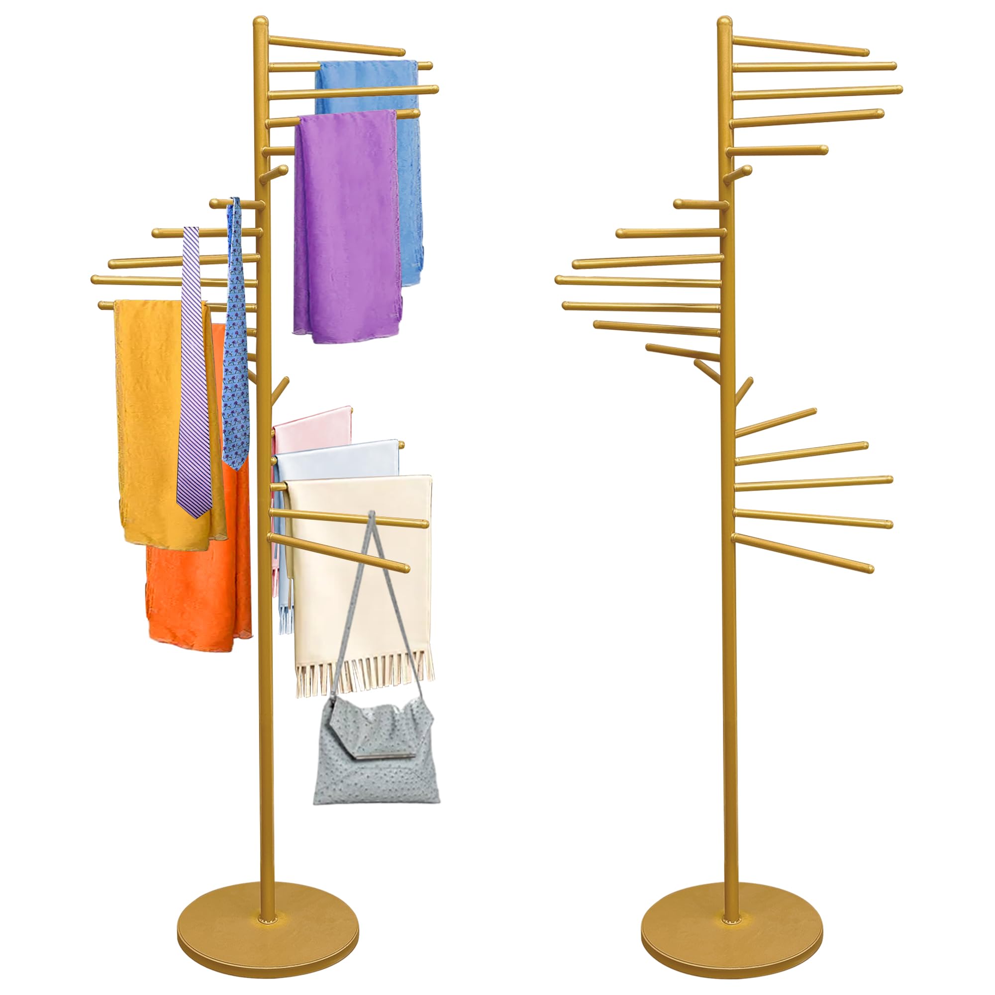 Royxen Scarf Organizer 20 Tiers, Hijab Organizer 60" Height, Purse Holder, Scarf Display for Clothing Store, Home (Gold)