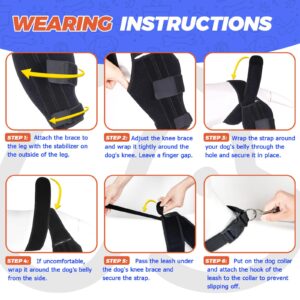 Dog Knee Brace for Torn ACL Hind Leg, Strong Dog Leg Braces for Back or Front Leg with 2 Metal Strips, Adjustable Anti-slip Dog ACL Hip Brace for Large Medium Small Dogs with Cruciate Ligament Injury