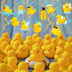 Rubber Duck Hanging Swirls 20Pcs Duck Birthday Party Hanging Decorations Rubber Duck Ceiling Swirls Duck Party Streamers for Duck Themed Baby Shower Birthday Party Supplies