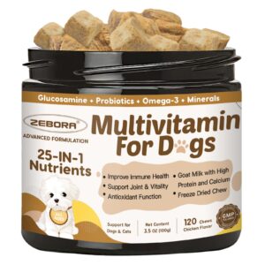 dog multivitamin with probiotics - dog vitamins and supplements - multivitamin for dogs with glucosamine, omega 3 and probiotics for dogs digestive health, immunity, joint, hip, skin and coat