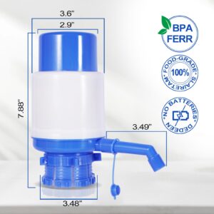 Buoluty 5 Gallon Water Dispenser Pump, Includes Adjustable Tube Length with Cleaning Brush. Manual Water Pump for 5 Gallon Bottle, Made of Food-Grade Plastic