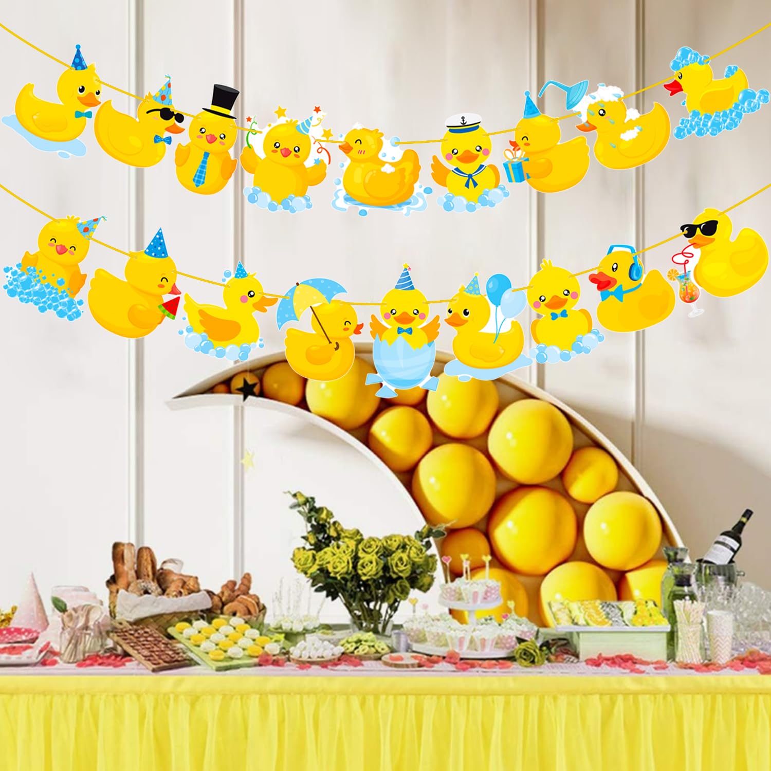 Duck Party Banners 2Pcs Rubber Duck Party Decorations Duck Birthday Party Decorations Duck Cutout Banners for Yellow Rubber Duck Baby Shower Party Supplies