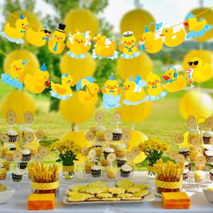 Duck Party Banners 2Pcs Rubber Duck Party Decorations Duck Birthday Party Decorations Duck Cutout Banners for Yellow Rubber Duck Baby Shower Party Supplies